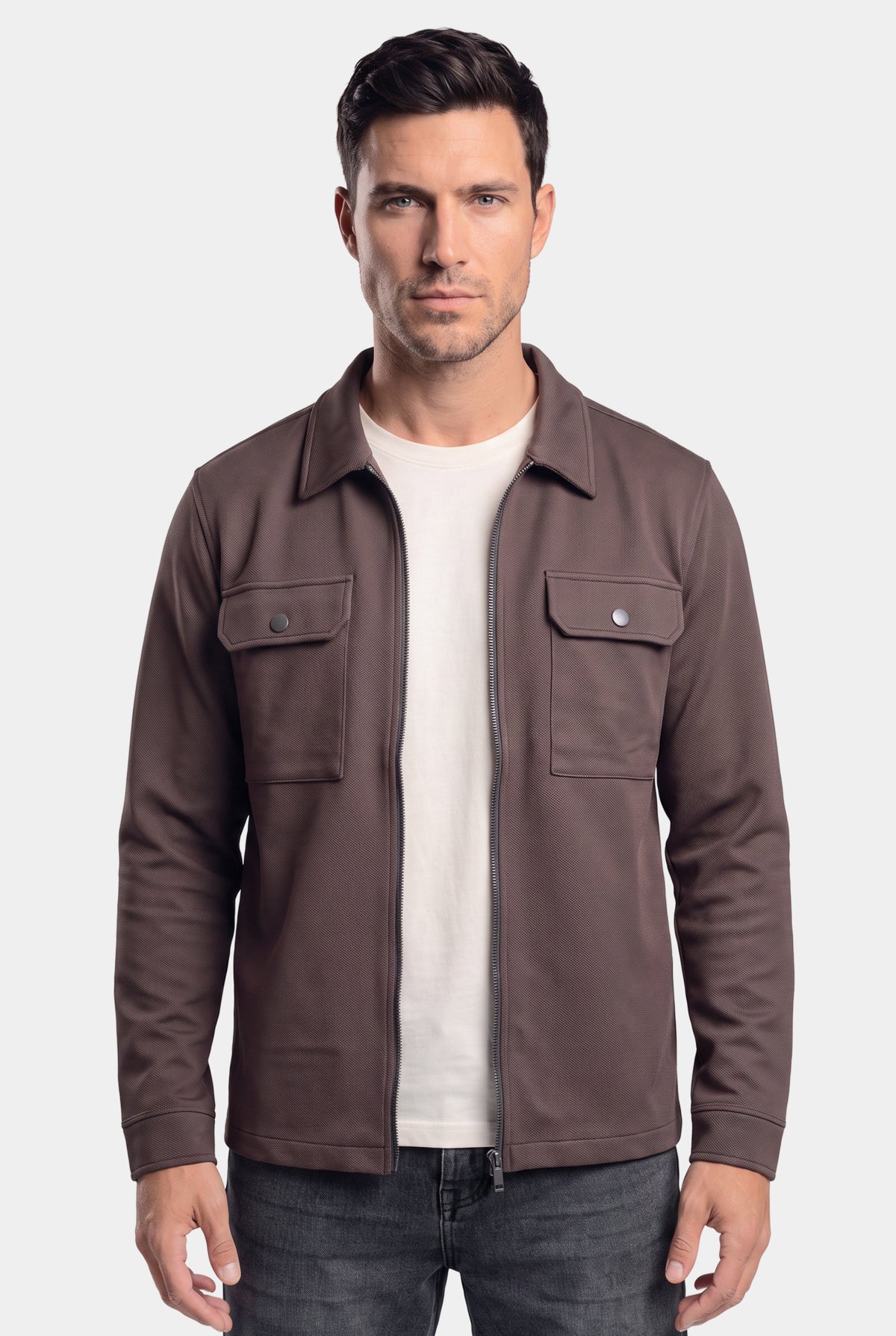 Shift Zipper Overshirt Dark Brown