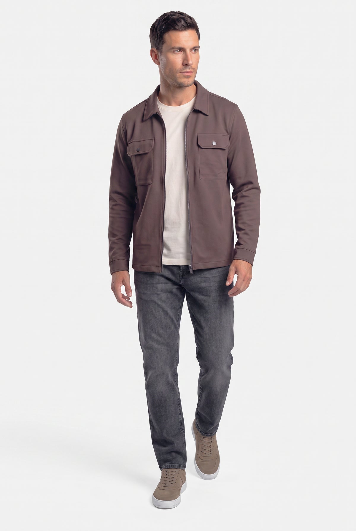 Shift Zipper Overshirt Dark Brown
