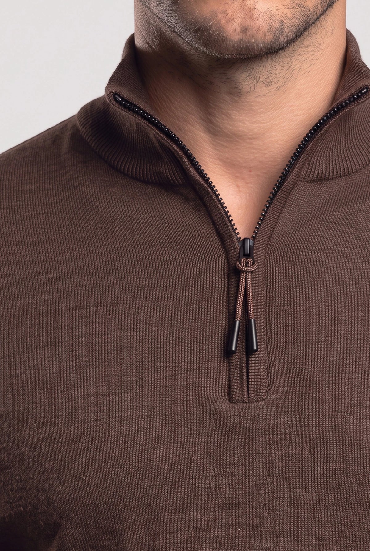 Zipper pullover Simon Dark Brown