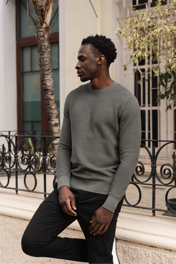 Skyline Waffle Pullover Agave Green