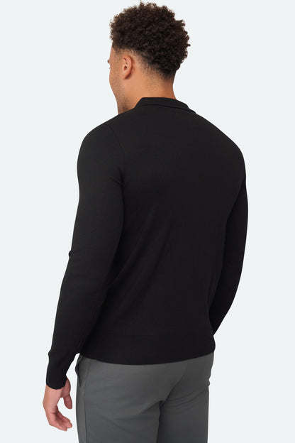 Nathan Zipper Longsleeve Polo Black