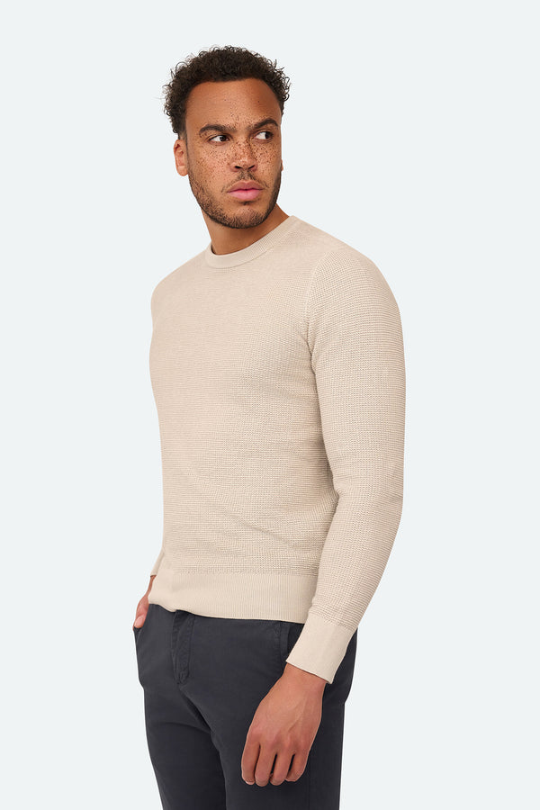 Skyline Waffle Pullover Beige