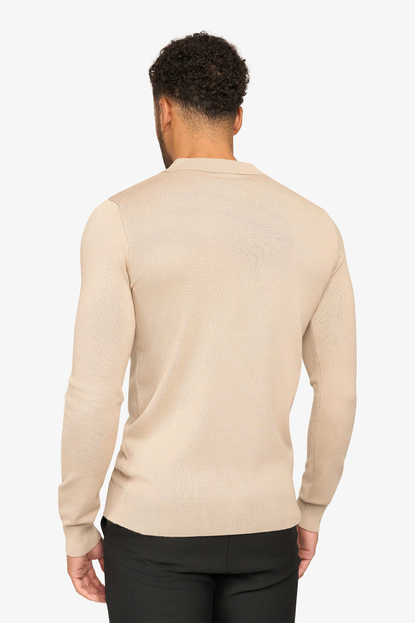 Long sleeve polo Ralf Beige