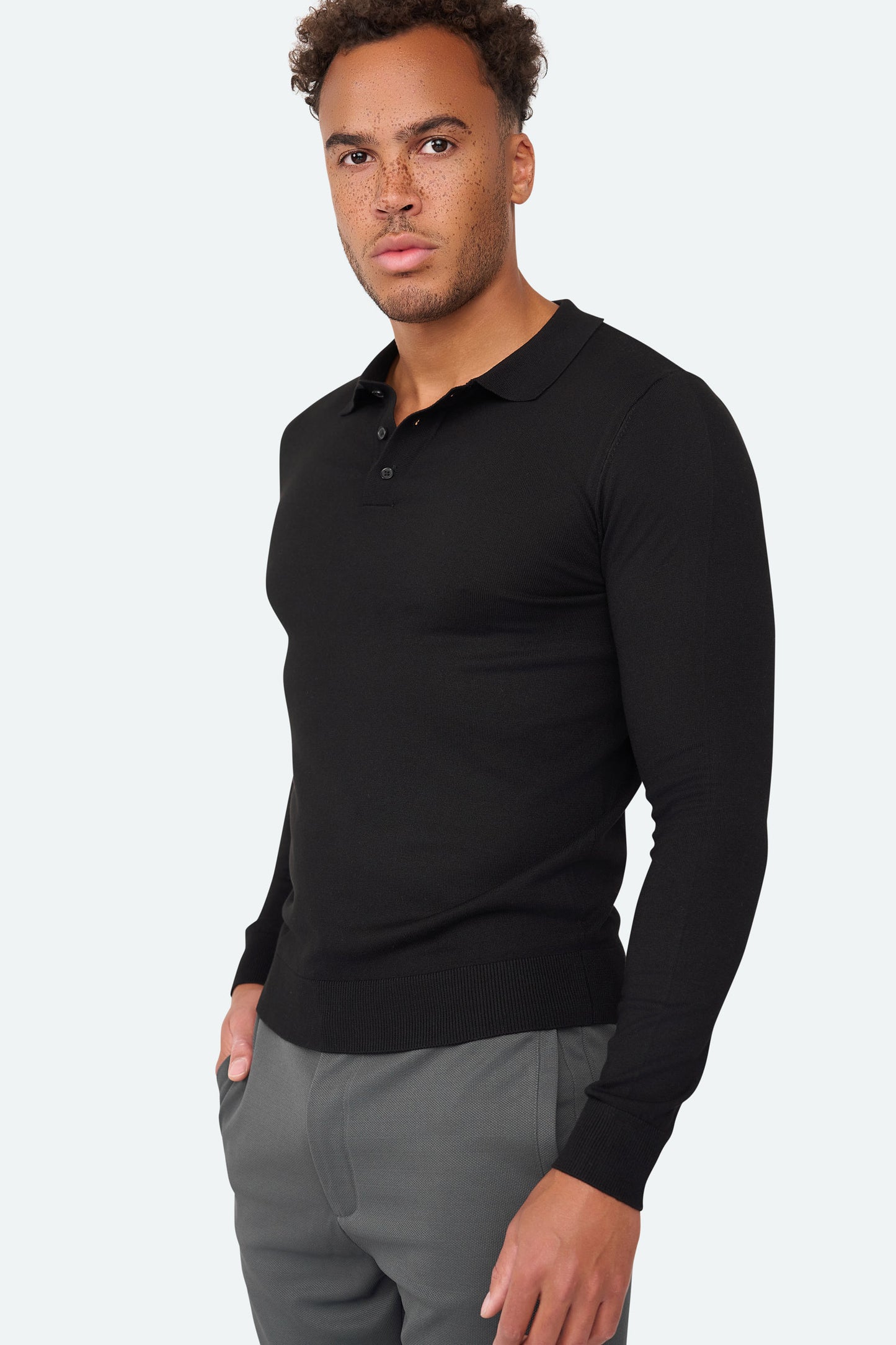 Long sleeve polo Ralf Black