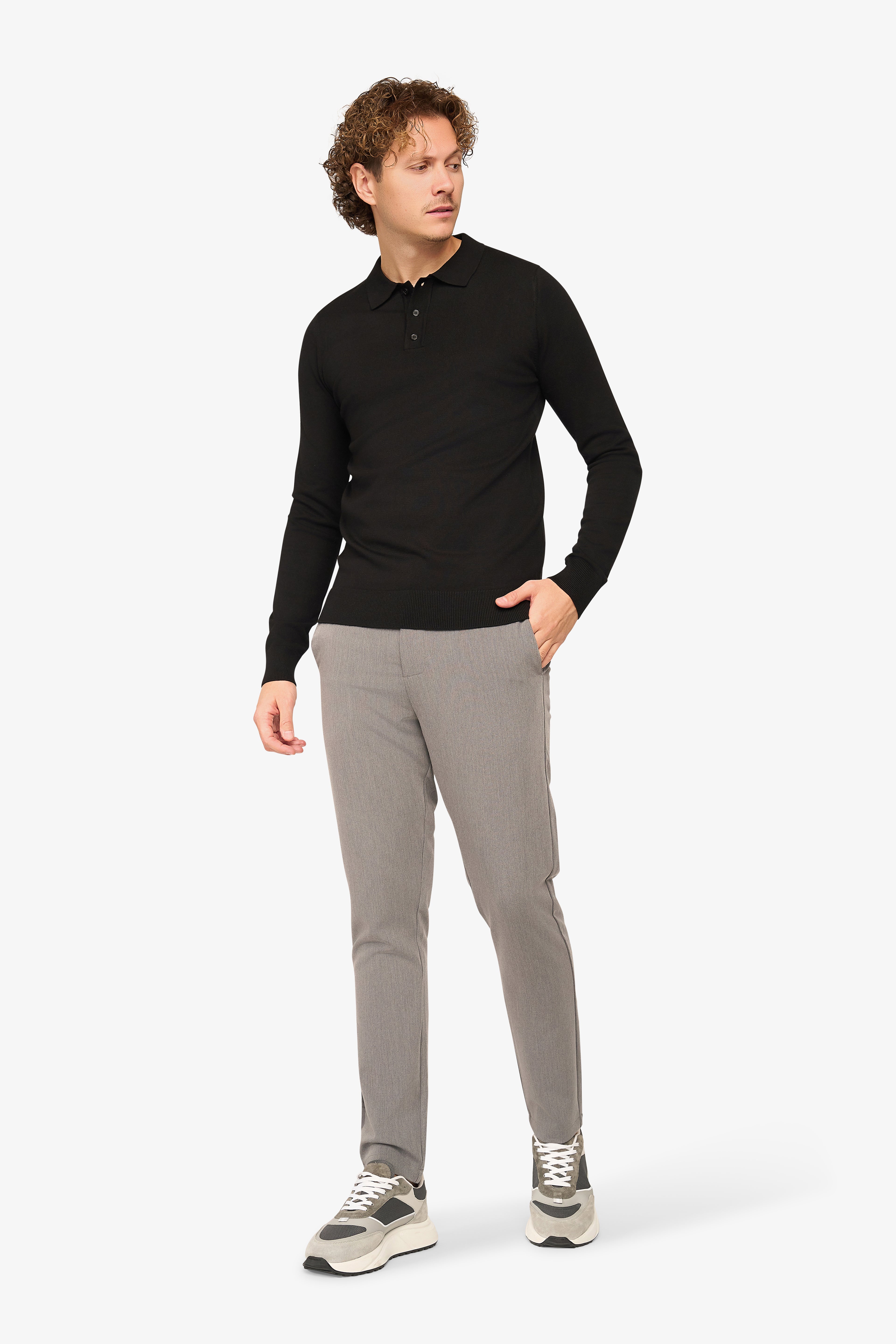 Long sleeve polo Ralf Black