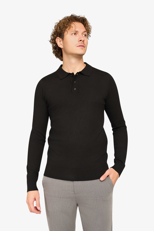 Long sleeve polo Ralf Black
