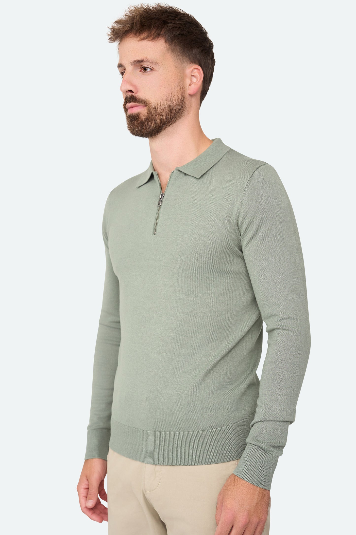 Nathan Zipper Longsleeve Polo Agave