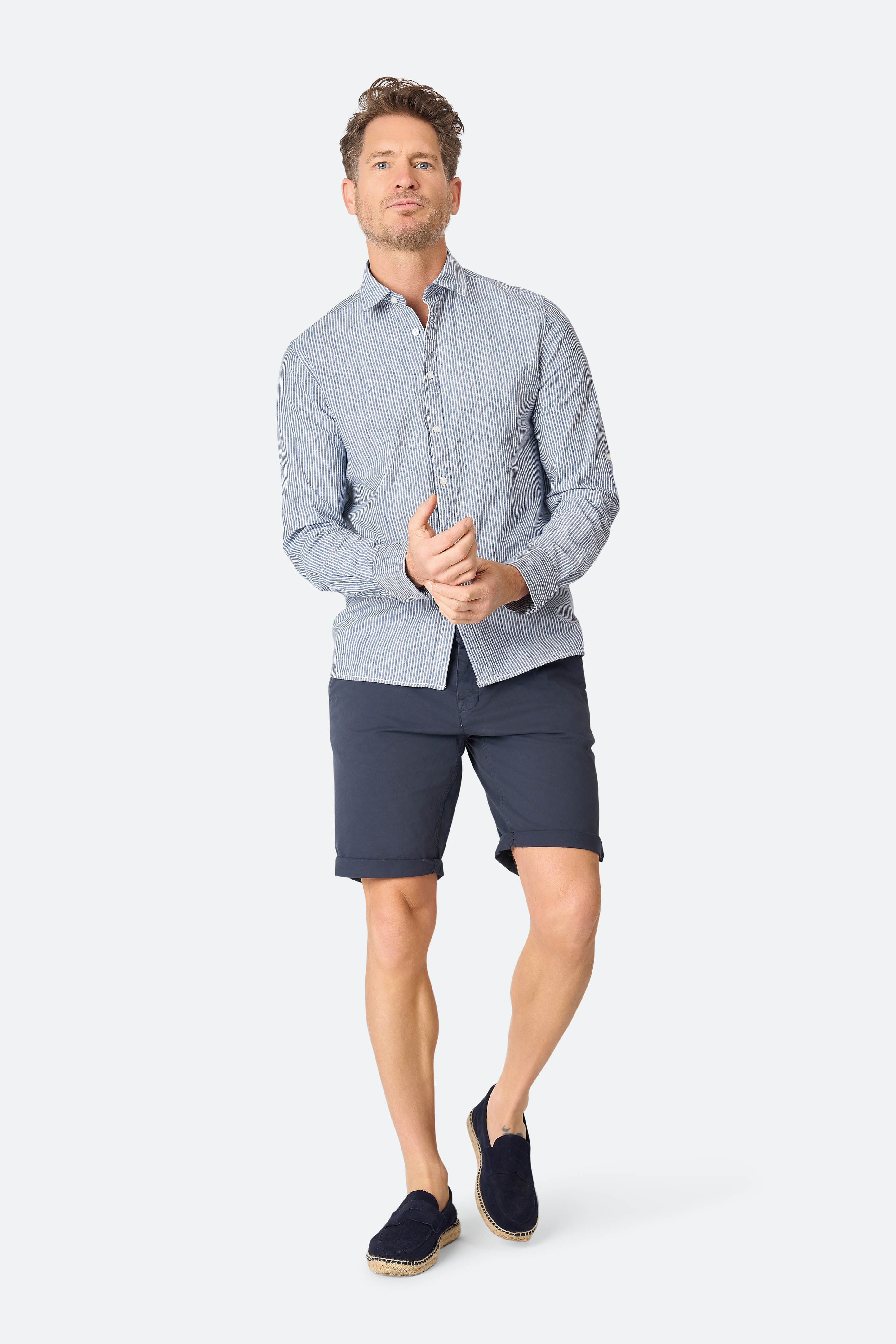 Stripe shirt Ezra Blue/Ecru