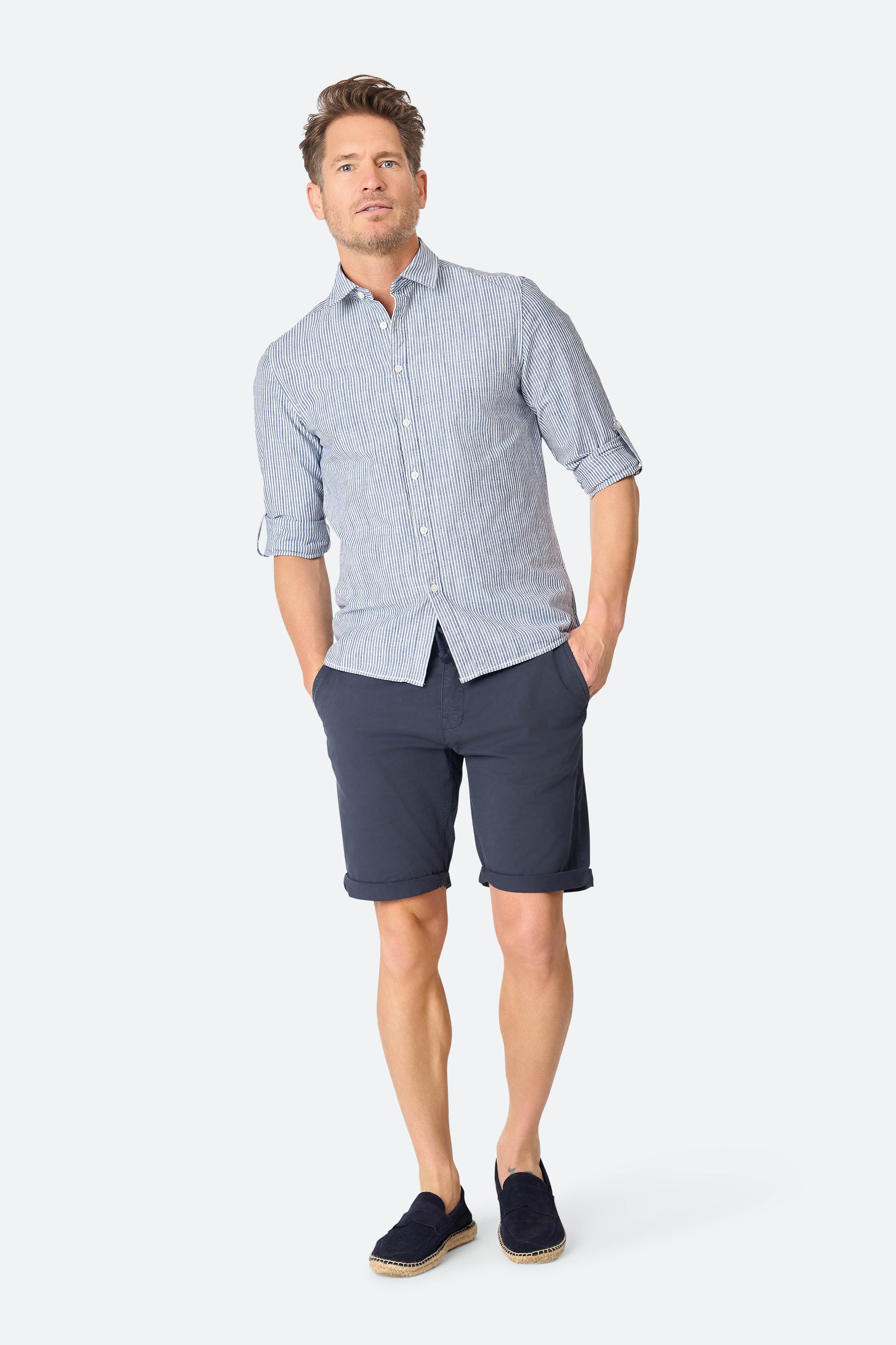 Stripe shirt Ezra Blue/Ecru