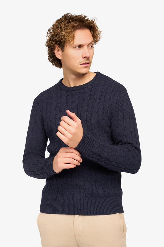 Loom Cable Pullover Navy
