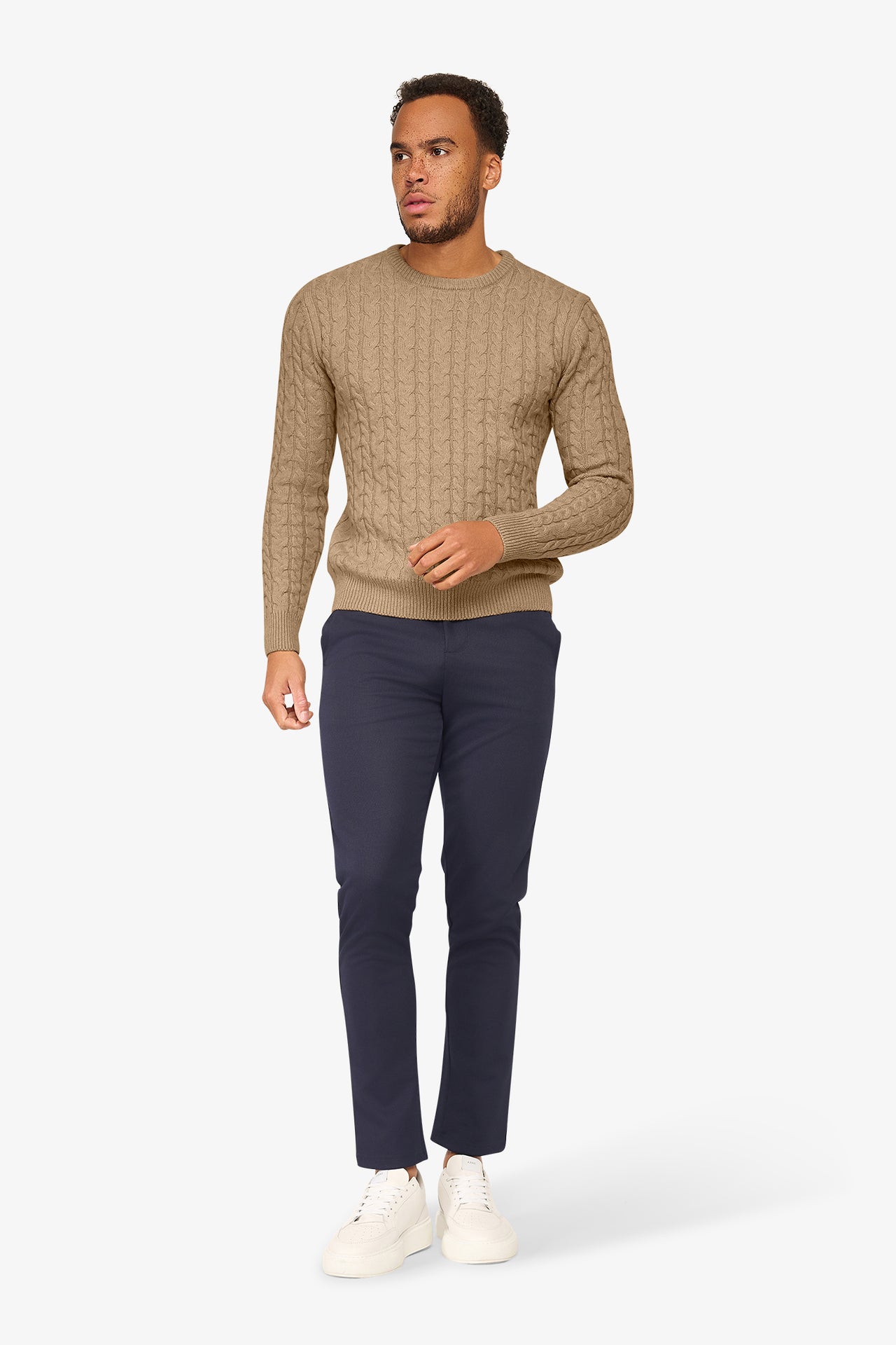 Loom Cable Pullover Beige