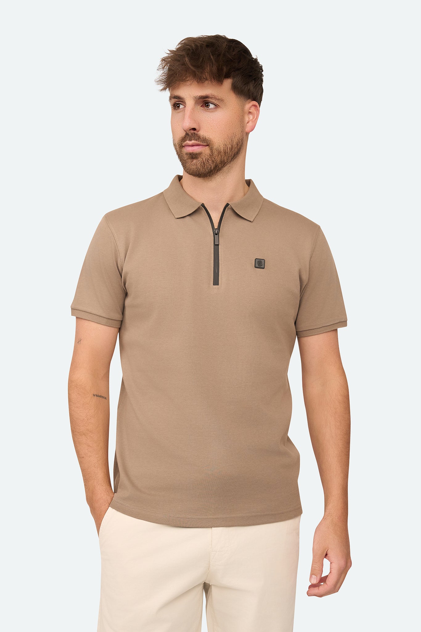 Shortsleeve Polo Olroy Taupe