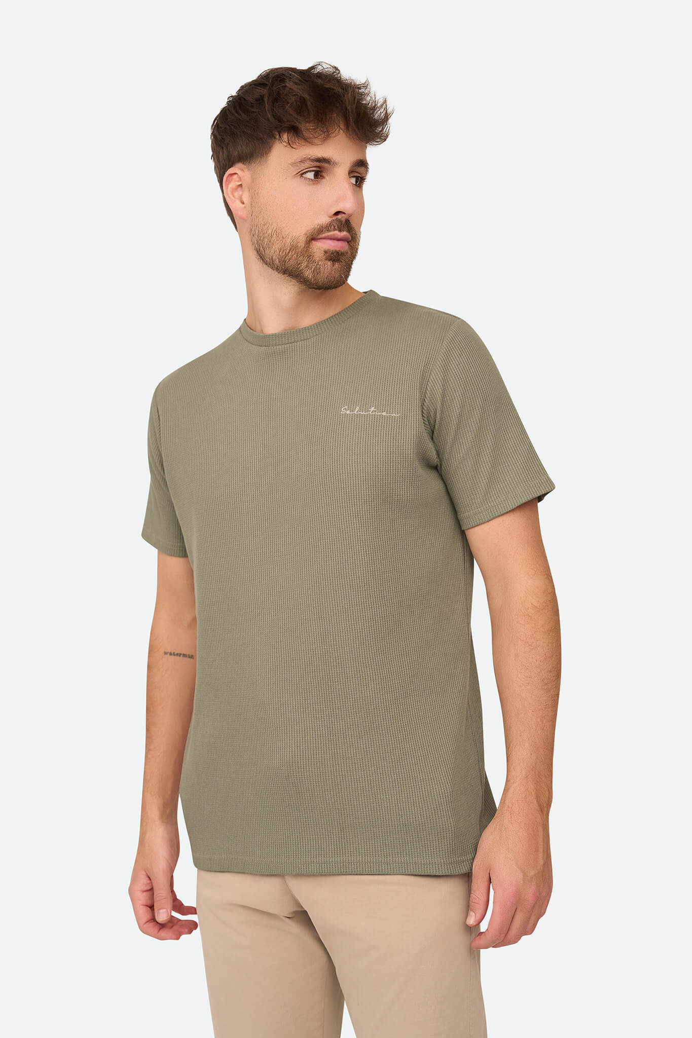 Grid Waffle T-Shirt Agave