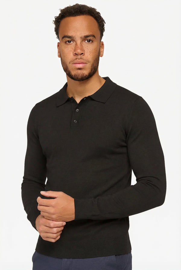 Long sleeve polo Ralf Black
