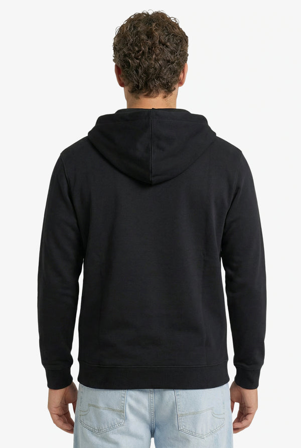 Essential Rubber Print Zipper Hoodie Black