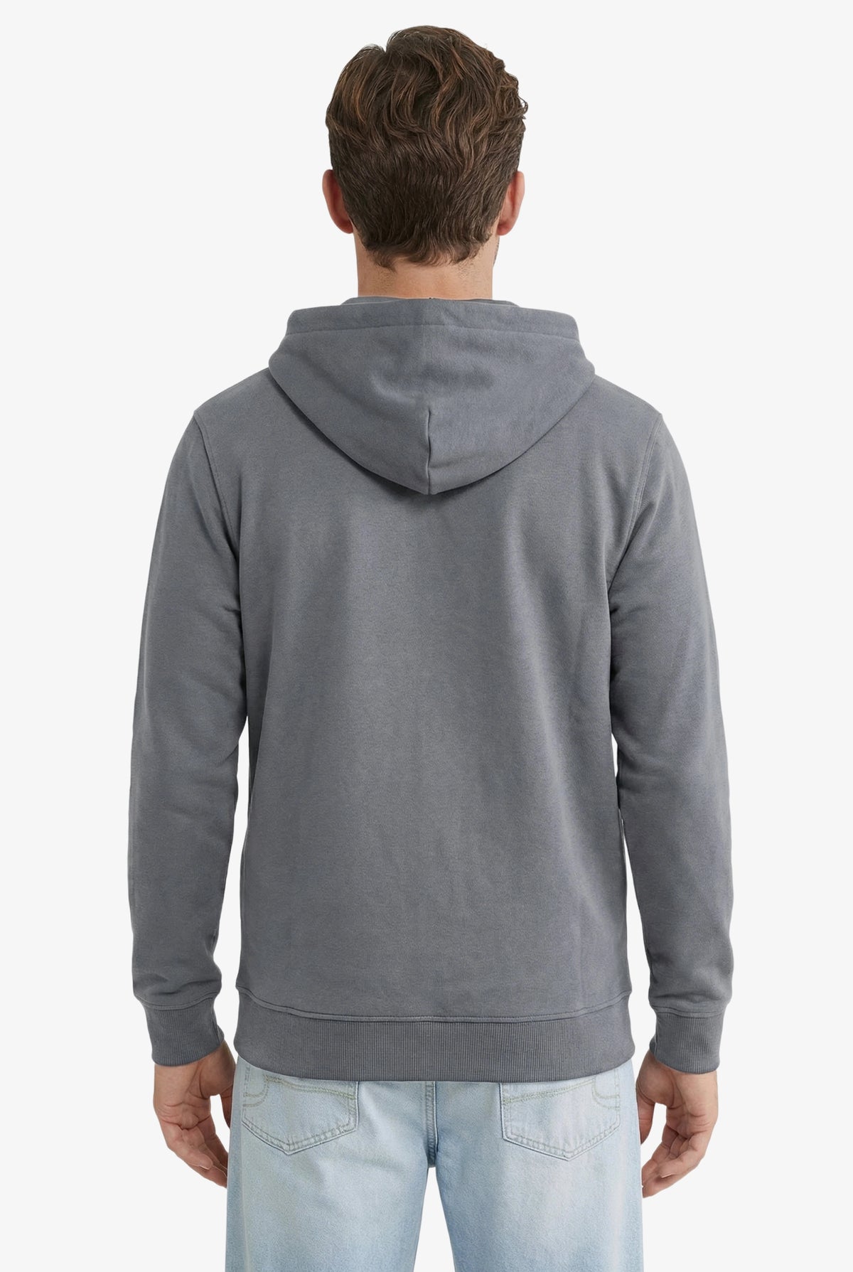 Essential Rubber Print Zipper Hoodie Iron Gate