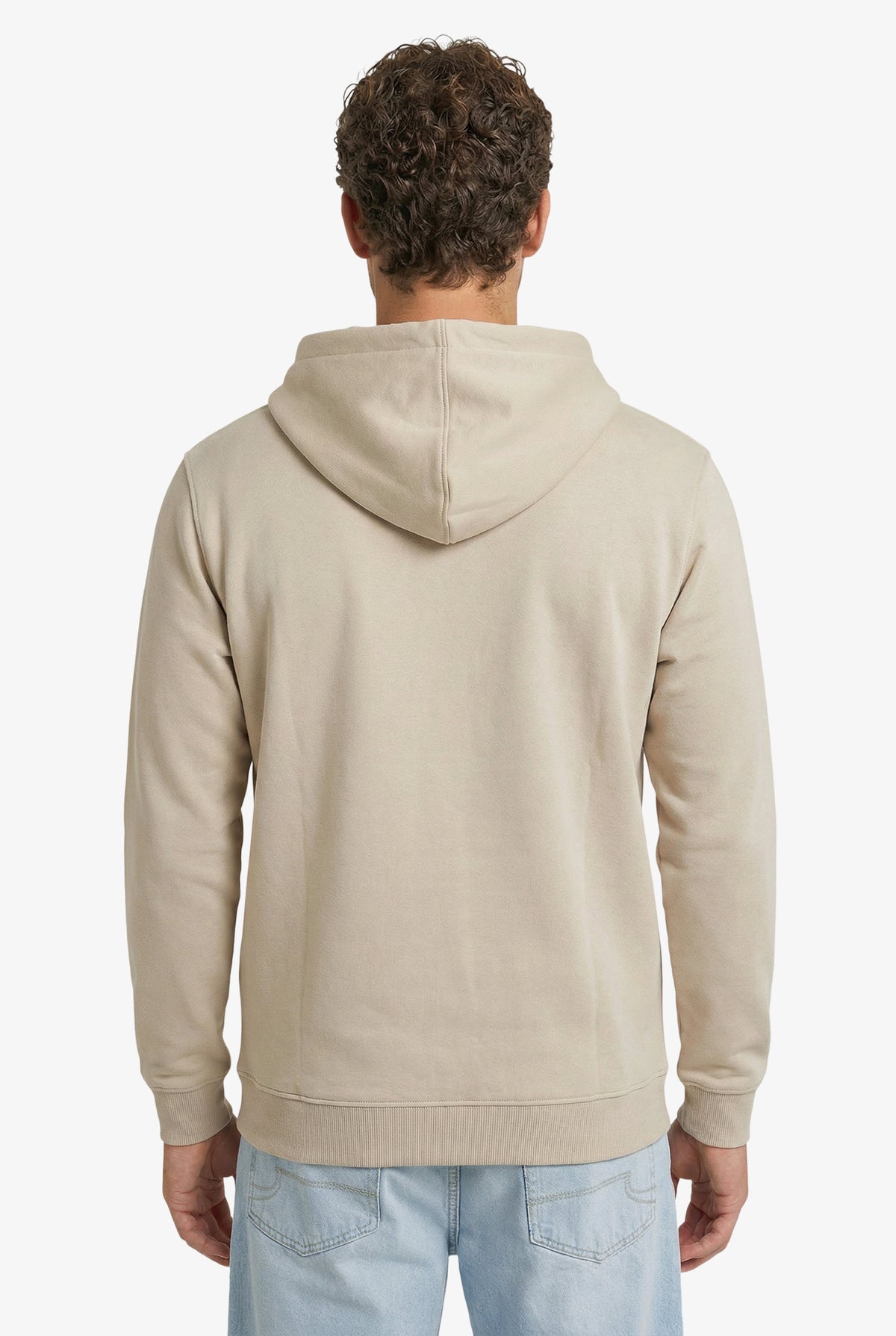 Essential Rubber Print Zipper Hoodie Beige
