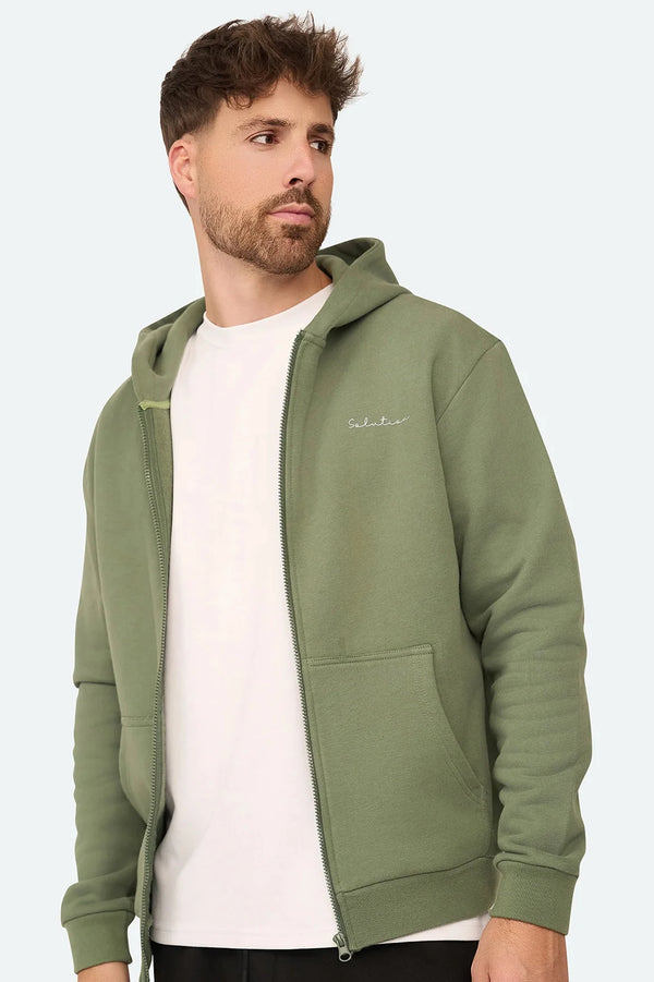Essential Zipper Hoodie Agave Green