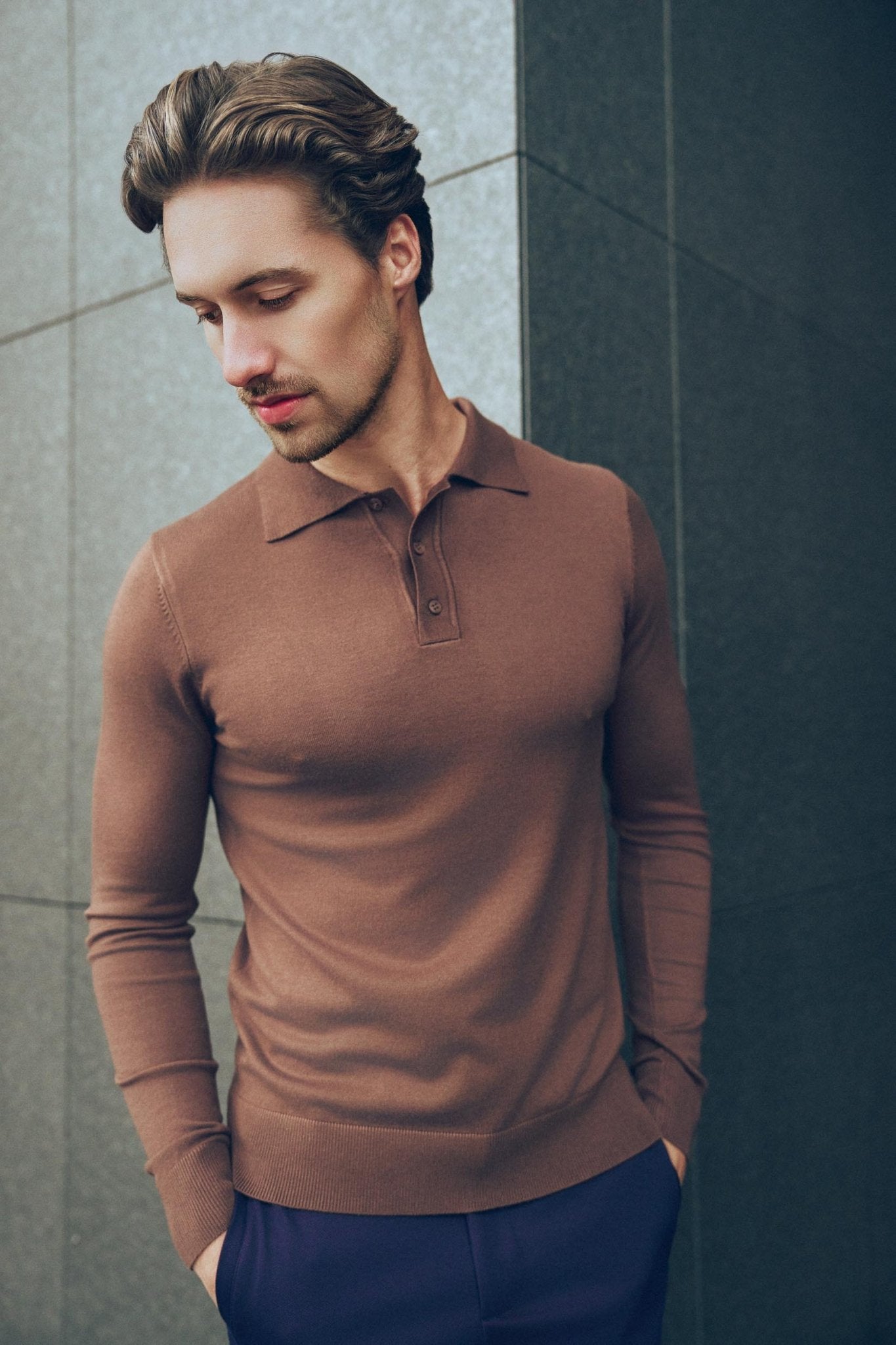 Long sleeve polo Ralf Amphora - Solution Clothing