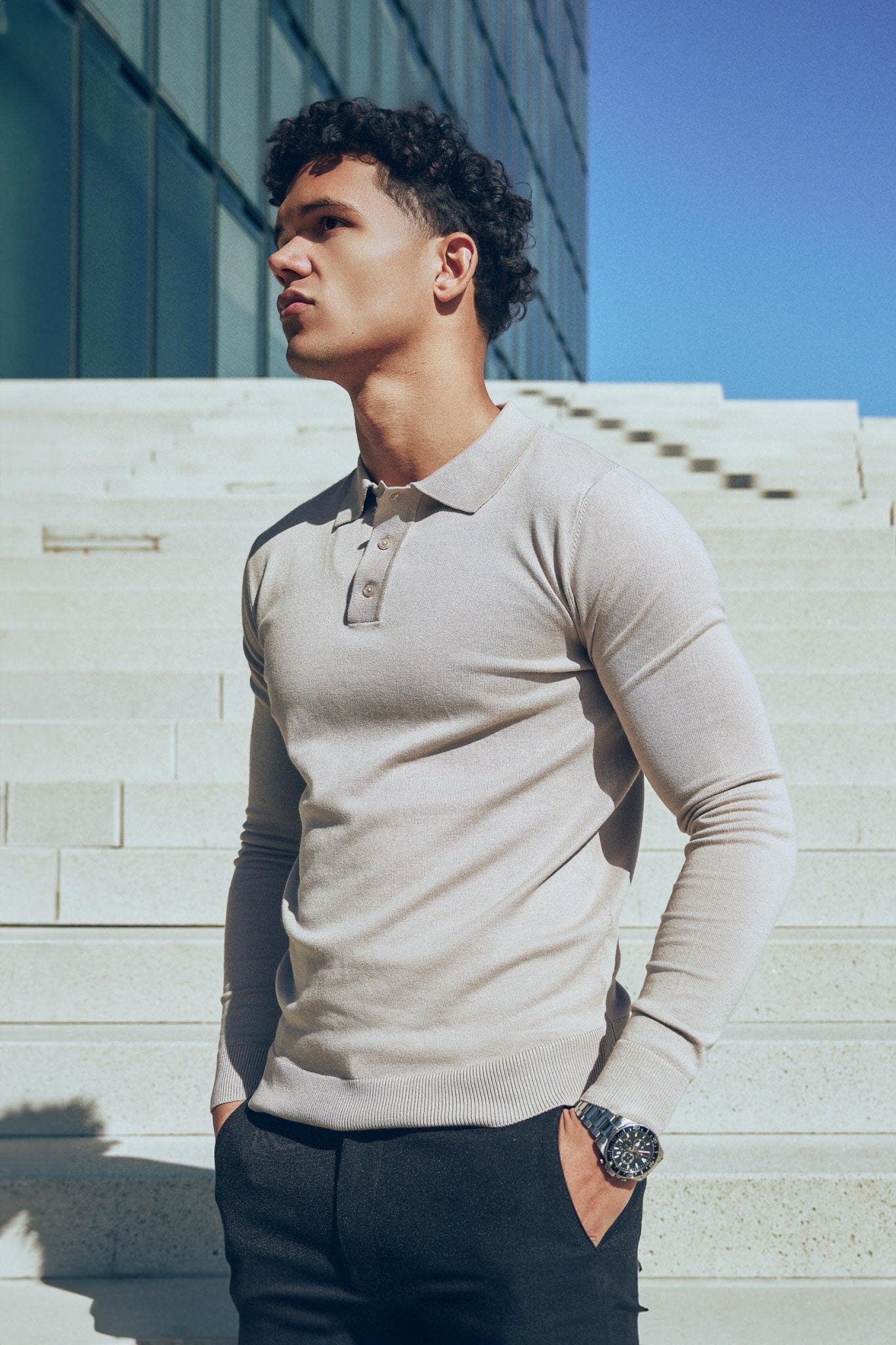 Long sleeve polo Ralf Beige - Solution Clothing