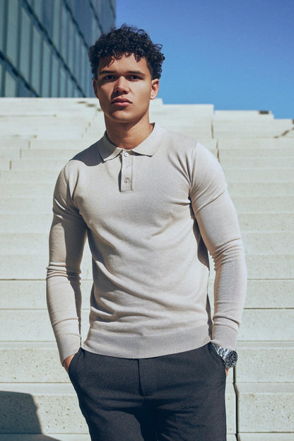 Long sleeve polo Ralf Beige - Solution Clothing