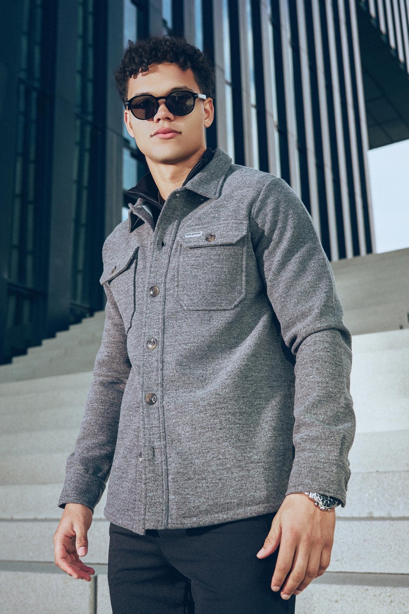 Overshirt Imperial Grey Melange - Solution Clothing