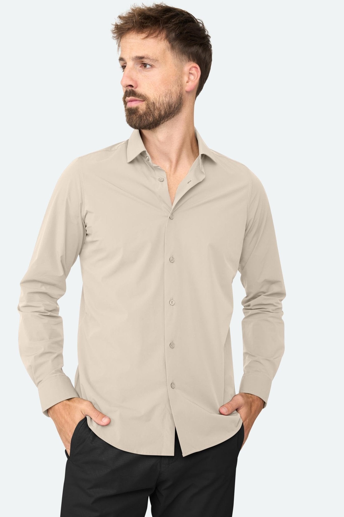 Stretch shirt Felix Beige - Solution Clothing