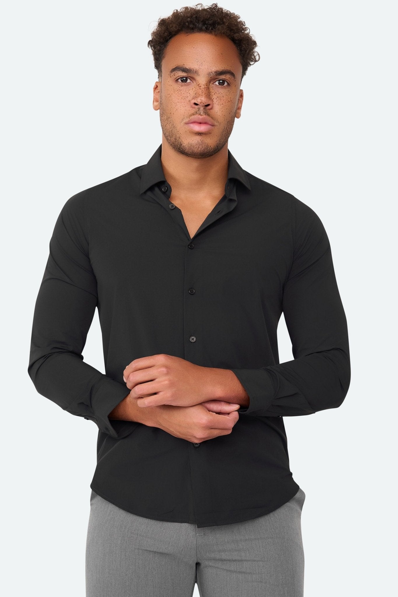 Stretch shirt Felix Black - Solution Clothing