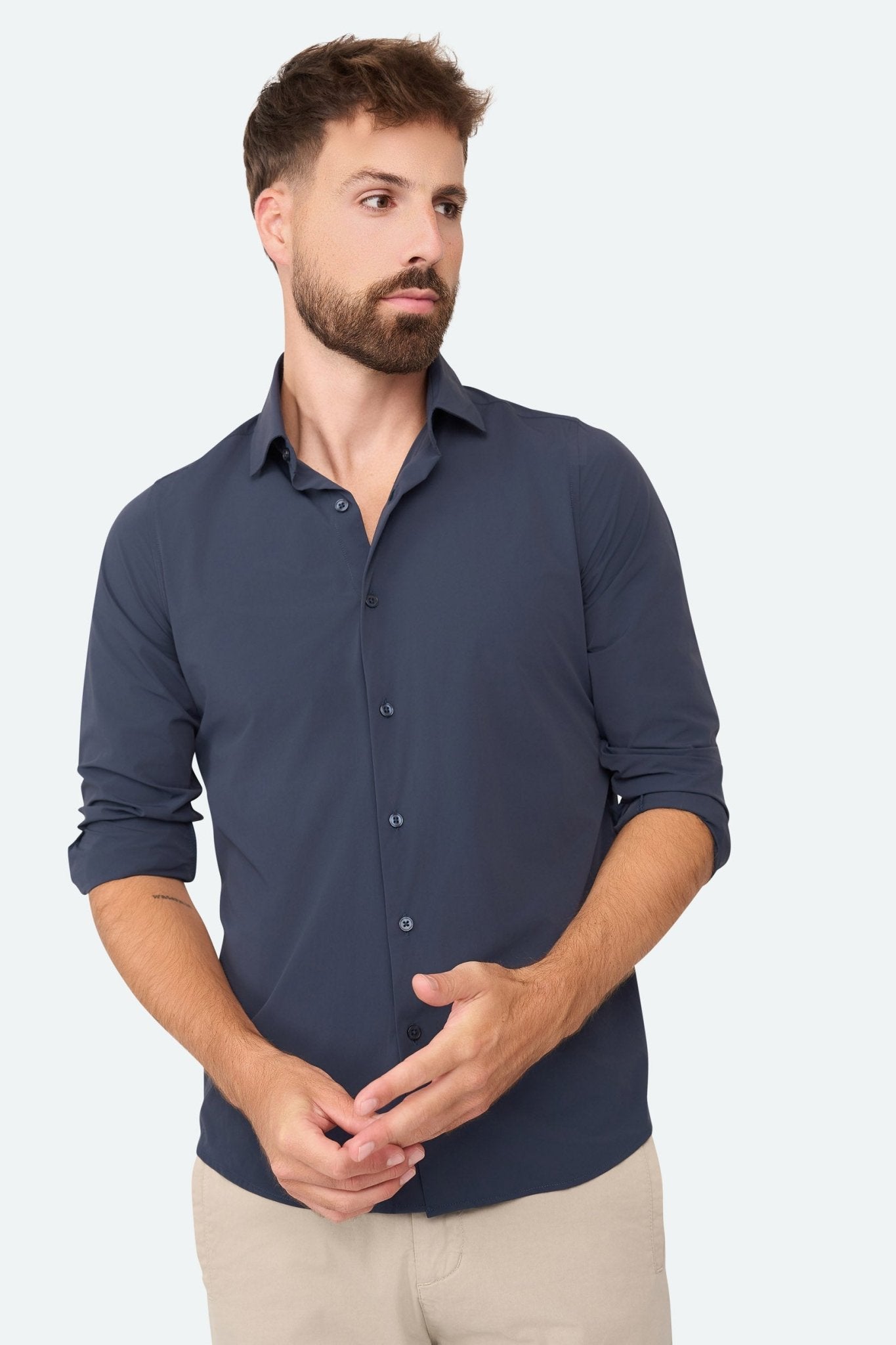 Stretch shirt Felix Navy - Solution Clothing