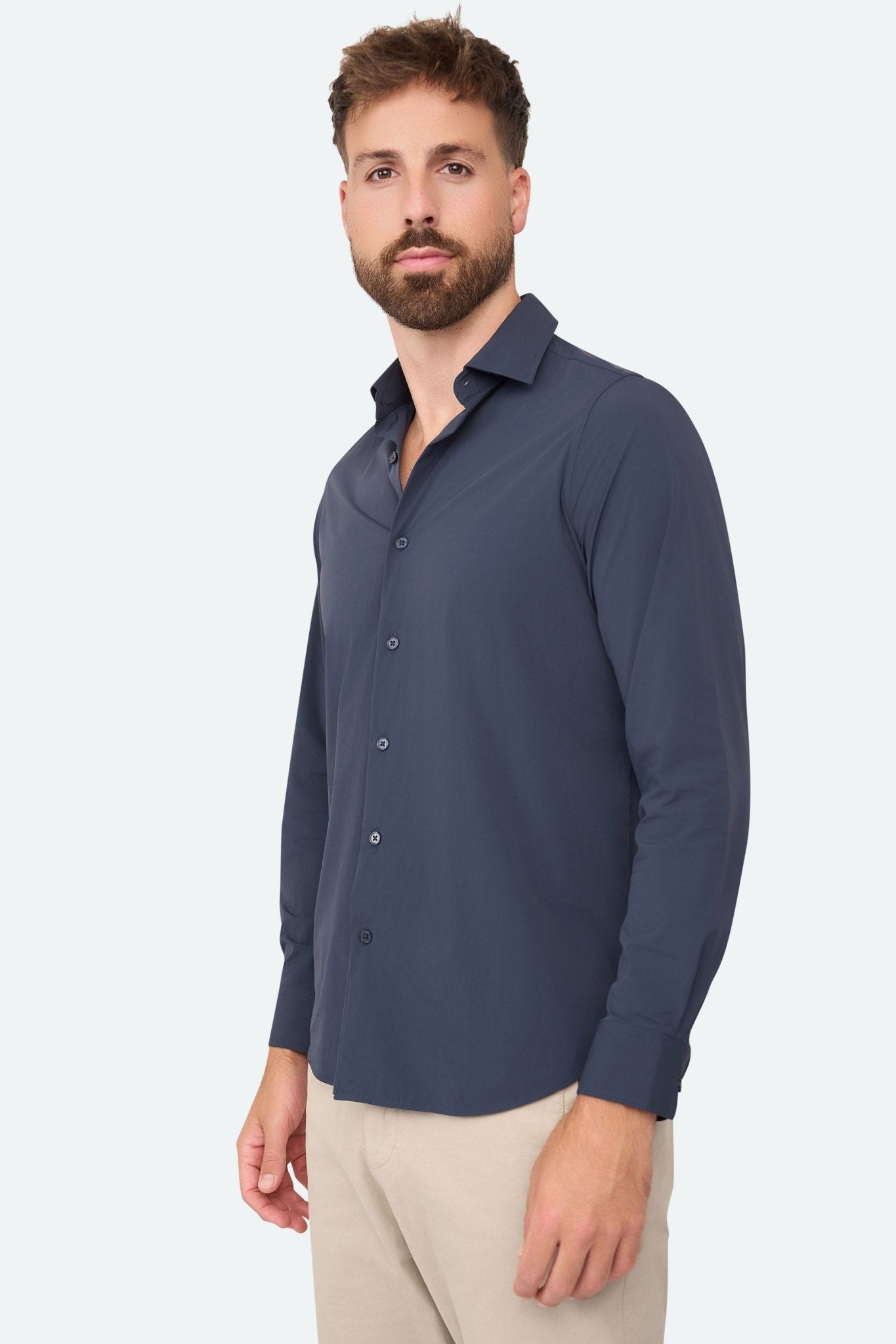 Stretch shirt Felix Navy - Solution Clothing