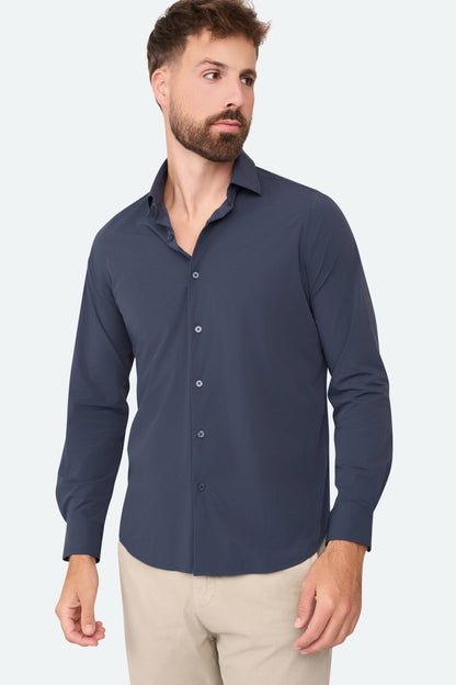 Stretch shirt Felix Navy - Solution Clothing