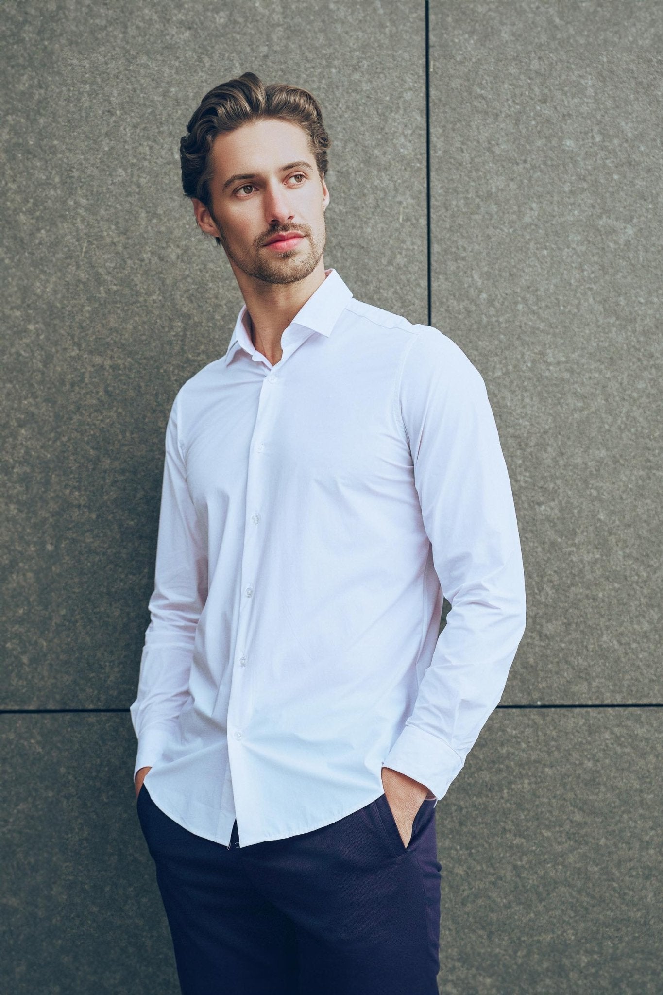 Stretch shirt Felix White - Solution Clothing