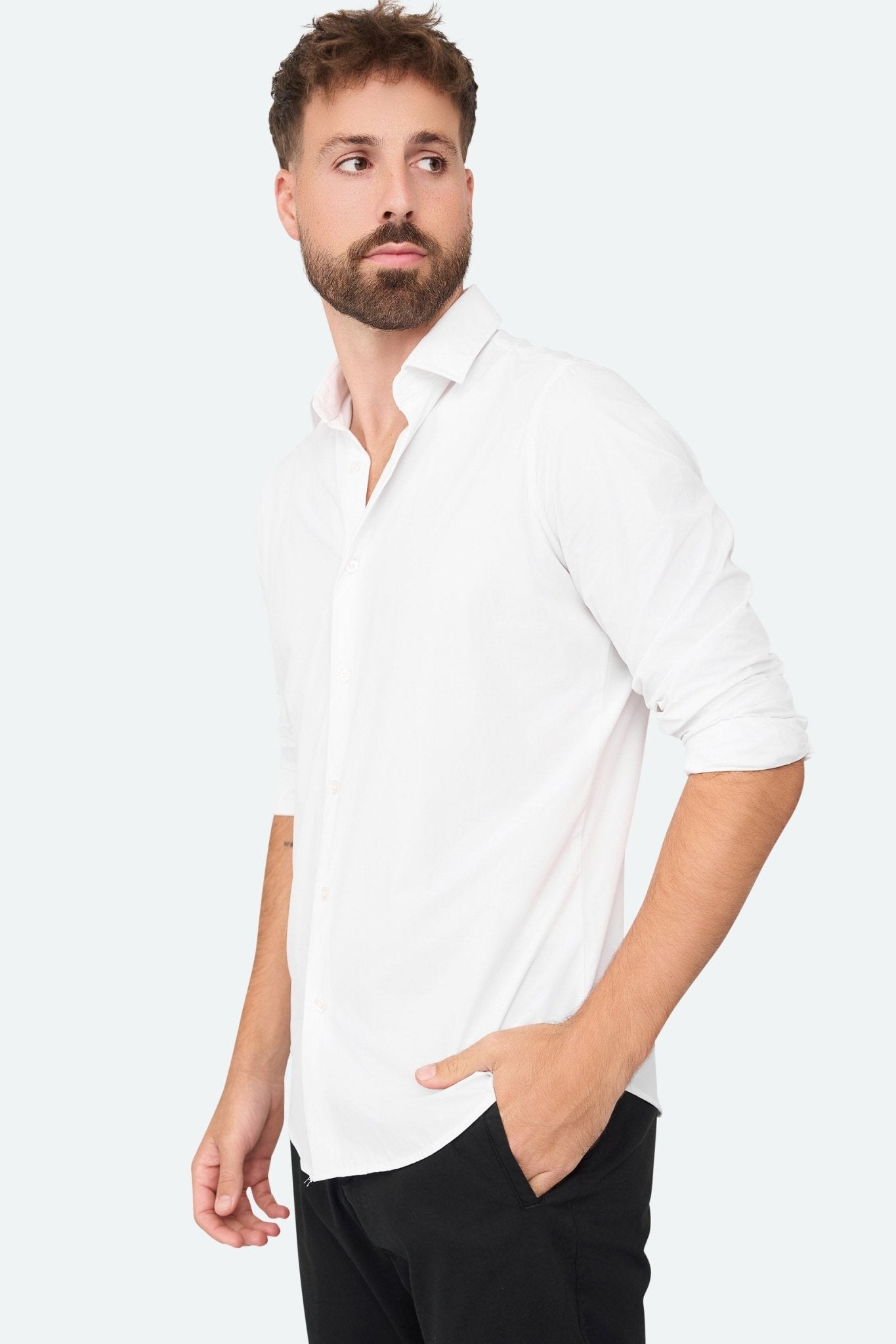 Stretch shirt Felix White - Solution Clothing